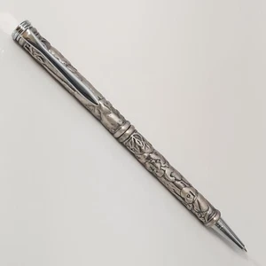 Vintage Orchid Designs Silverplate 1986 Ballpoint Pen 3-D Dogs Puppies Themed - Picture 1 of 19