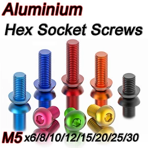 M5 Aluminium Button Head Allen Screws Anodizing Hex Socket Colourful Screws - Picture 1 of 78
