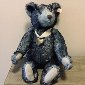 Steiff Forget Me Not Blue Mohair Teddy Bear 3405 of 3500 Ltd Ed Sterling Heart - Picture 1 of 13