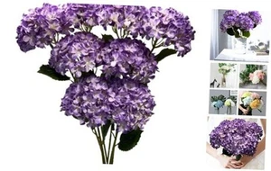 8pcs Hydrangea Artificial Flowers 27.61" Large Realistic Single Long Purple - Picture 1 of 8
