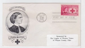 TurtlesTradingPost- Clara Barton, Red Cross - 1948 FDC #967 Smartcraft  Cachet - Picture 1 of 1
