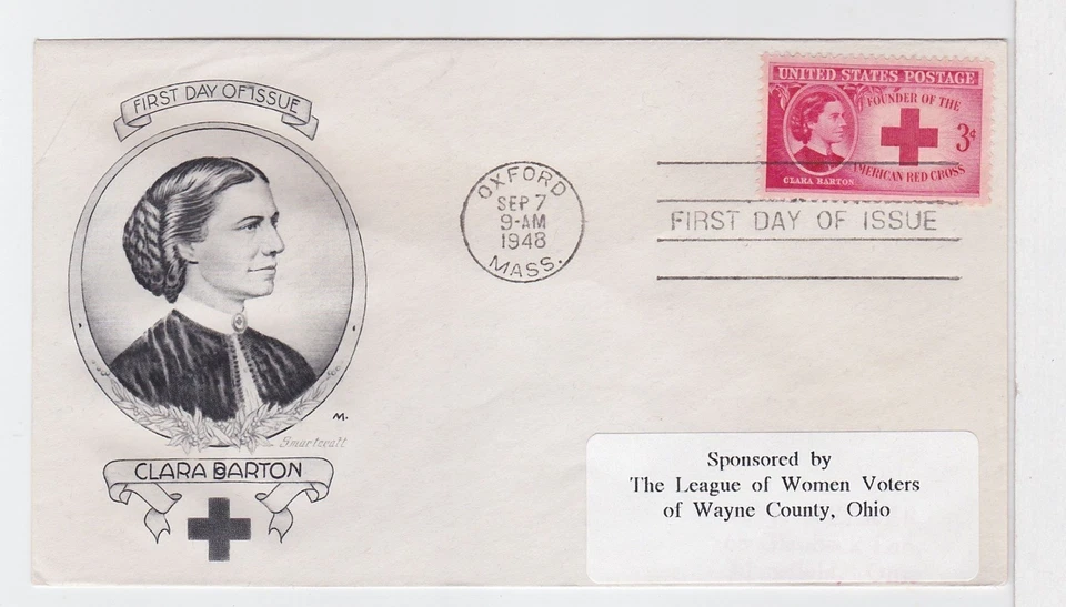 TurtlesTradingPost- Clara Barton, Red Cross - 1948 FDC #967 Smartcraft  Cachet - Image 1 of 1