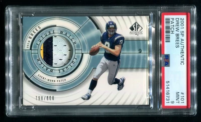 2001 SP Authentic Drew Brees RC Patch AUTO 798/800 PSA 9 MINT - Image 1 of 2