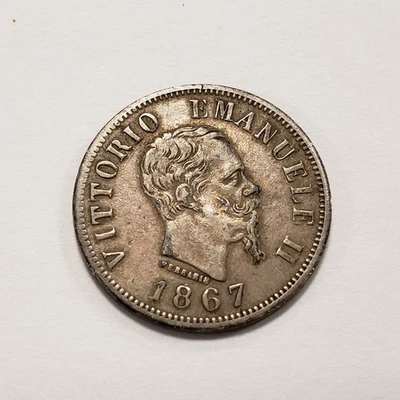 1867 M BN Italy 50 Centesimi .835 Silver - XF - KM14.1 -SKU-Q1604 - Image 1 of 4