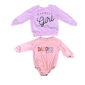Paquete DADDYS GIRL Niño 2T/3T 1 Snap Manga Larga y 1 Pullover Rosa Púrpura - Imagen 1 de 4