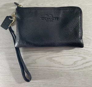 Coach Armband Geldbörse Doppelreißverschluss in Schwarz - Bild 1 von 7