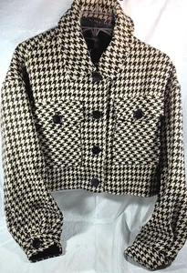Dynamite Women's Tweed Cropped Tan/Black Houndstooth Blazer - Medium - Picture 1 of 6