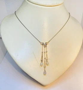 Antiguo collar de lava con diamantes en platino sobre oro, hacia 1905 - Imagen 1 de 9