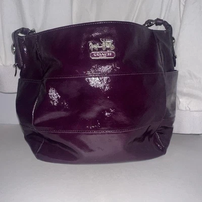 Bolso de Mano COACH MADISON TRIBECA CIRUELA PÚRPURA Patente CUERO HOBO Firma  Foto 1 de 4