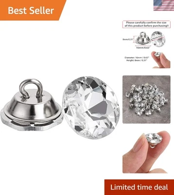 Craft-Ready 50PCS 16mm Rhinestone Buttons - Safe for All Upholstery Needs - Image 1 of 4