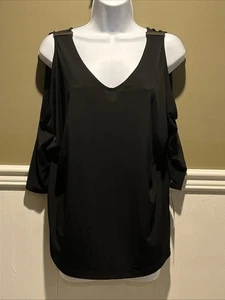 Inc International Concepts Damen schwarz Cold Shoulder Langarm Top M neu mit Etikett - Bild 1 von 7