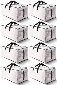 8 Pack Large Strong Moving Bags with Zippers & Carrying Handles - Water-Resis... - Picture 1 of 7