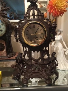early 1900s french metal mantel clock converted to quartz battery movement - Picture 1 of 8