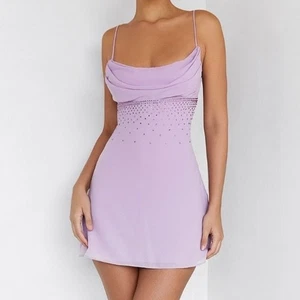House of CB Mistress Rocks Lilac Crystal Embellished Mini Dress Women Medium - Picture 1 of 14