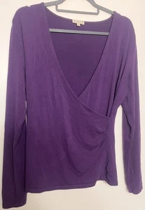 KETTLEWELL dunkel lila Jersey Baumwollmischung Wickel vorne Top Gr M UK 10 12 - Bild 1 von 4