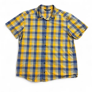 Arcteryx Shirt Mens XL Blue Yellow Plaid Short Sleeve Button Up Outdoors Hiking - Picture 1 of 9