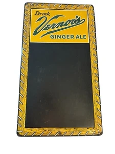 Lavagna insegna metallo vintage anni '50 Vernor's Ginger Ale menù 25" x 19" Detroit - Foto 1 di 8
