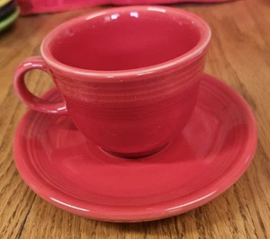 Fiesta Ware Tea Cup & Saucer SCARLET Fiestaware HLC Homer Laughlin - Picture 1 of 5