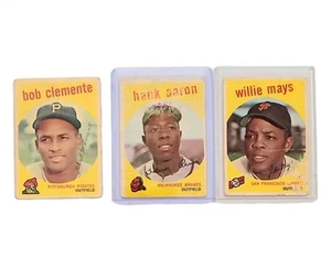 1959 Topps Hank Aaron - Roberto Clemente - Willie Mays, 3 Card Authentic Lot🔥 - Picture 1 of 2