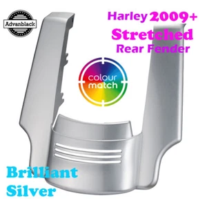 Brilliant Silver Stretched Rear Fender Extension For 2009+ Harley Touring - Picture 1 of 10