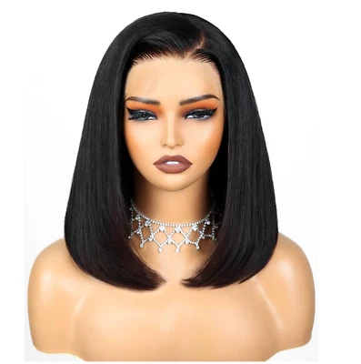 13x4 Bob Wig Human Hair Bob Lace Front Wigs Human Hair 210% Density (10 Inch) - Image 1 of 4