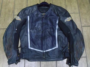 ⭐ ORANGE COUNTY POWERTRIP LEATHER MOTORCYCLE BIKER JACKET SMALL ⭐ - Picture 1 of 9