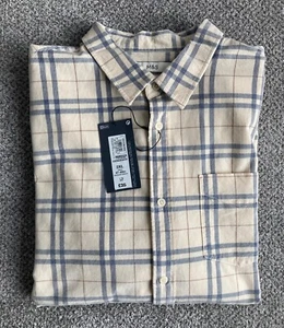 NEW M&S Mens Ecru Pure Cotton Corduroy Check Shirt Size 2XL (Chest 47-49”) - Picture 1 of 3