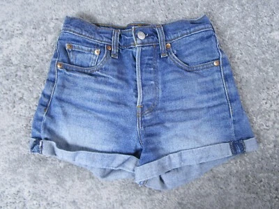 Pantalones Levi's Mujer Medianos Denim Azul Lavado Doblado Puño Parte Inferior Informal Pintura Rosa* Foto 1 de 4