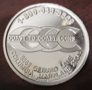 2000 Coast to Coast Coins Columbia, MD 1 Troy Oz. .999 Silver Round - Maryland - Picture 1 of 2