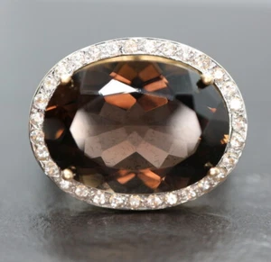 GOLDJUNGE69 * SOGNI D`ORO DAMEN  RING  (18,5) RAUCHQUARZ &WEIßT. 585er GELBGOLD - Bild 1 von 5