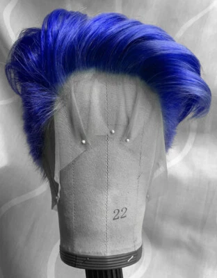 Short Cut Full LACE WIG Boy Cut DARK BLUE Human Hair Wig Brazilian Remy Men Wigs - Image 1 of 4