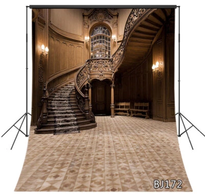 Retro Castle Backdrop Spiral Staircase Vintage Wedding Background Studio Props - Image 1 of 4