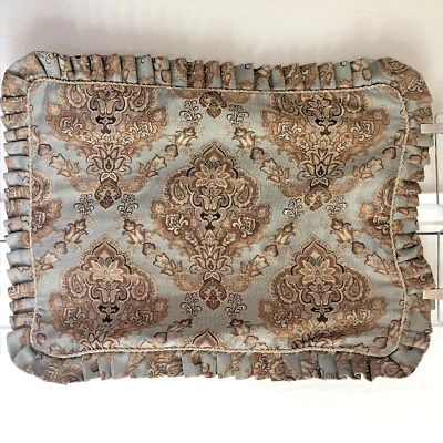 Juego de 2 fundas de almohada Croscill Laviano estándar tamaño queen marrón aguamarina cierre de cremallera Foto 1 de 4