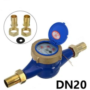 Messing vergoldet DN20 3/4" Wasserzähler f niedrig Haus Garten Dosierung verschiedene Anschlüsse - Bild 1 von 8