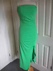 Zara - Lime Green, Ruched/Tie Side, Drape Top, Strappy, Bodycon Maxi Dress - M - Picture 1 of 13
