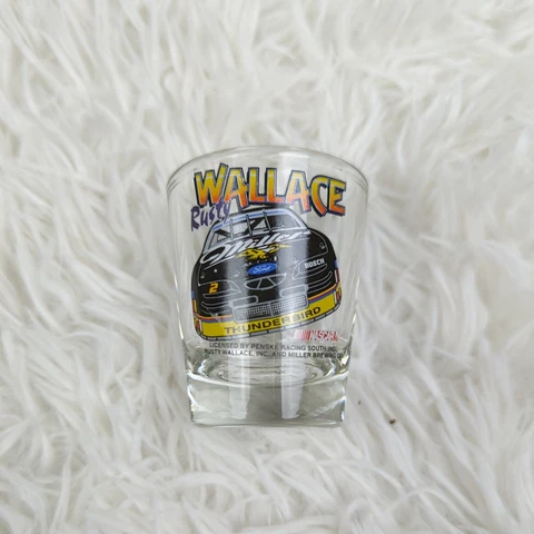 Vintage Rusty Wallace Shot Glass #2 Miller Thunderbird 2.25" Tall Hunter Brand Cover