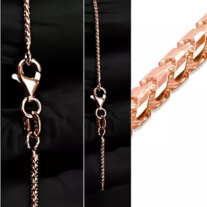 "Collar de cadena franco corte diamante oro rosa liso de 1,8 mm 16""-24" - Imagen 1 de 3