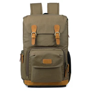 Waterproof Canvas DSLR Camera Backpack Bag Travel Case Pack For Canon Nikon Sony - Picture 1 of 27