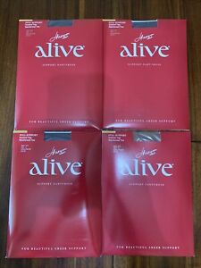(4) Hanes Alive Full Support Control Top  Style 810 Barely Black Size C Lot Of 4