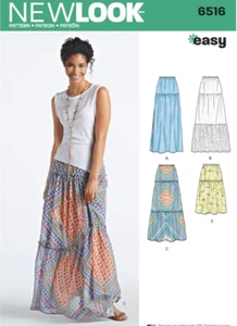 New Look Patrón de Costura 6516 Mujer 6-18 Falda Sin Cortar Cintura Elástica Tirar FÁCIL - Imagen 1 de 1