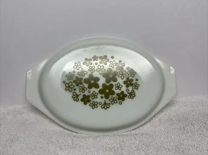 Pyrex 943C Casserole Lid Crazy Daisy Opal Green Flowers (lid only) Vintage - Picture 1 of 9