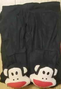 Black PAUL FRANK Baby MONKEY Adult FOOTED Fleece Pajamas Medium One Piece NEW - Picture 1 of 4