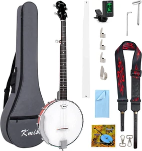 5 String Banjo,Professional Two-Way Truss Rod Open Back Banjos Starter Kit with - Picture 1 of 8