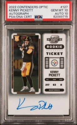 2022 Contenders Optic Silver Auto Kenny Pickett PSA10/10 #127 Rookie RC Stealers - Image 1 of 3