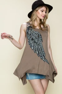 nwt VOCAL western SHIRT TANK TUNIC top SM-XL DOE ANIMAL PRINT LACE stones SEXY  - Picture 1 of 5