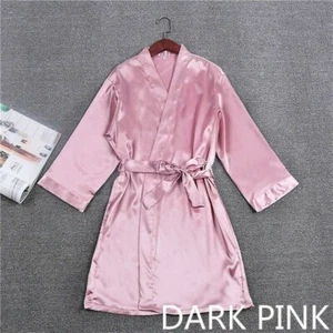Ladies Bride Satin Night Robe Faux Silk Sleepwear Nighty Dressing Gown Bath Robe - Picture 1 of 15