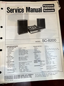 PANASONIC SC-8200 SC8200 Service Manual FROM THE USA **ORIGINAL** - Picture 1 of 1