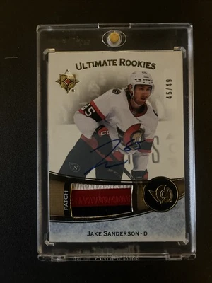 2022-23 Upper Deck Ultimate Collection Jake Sanderson Rookie Patch Auto 45/49 - Image 1 of 2