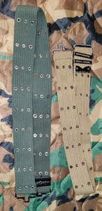 Vintage Military Style Web Belts Green And Brown - Picture 1 of 11
