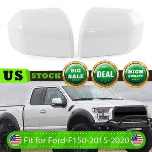 White Side Wing Rearview Mirror Cover Cap Replacement For 2015-2020 Ford F-150 - Foto 1 di 14